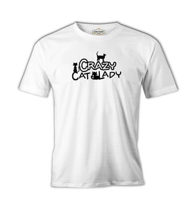 Cat Lady Beyaz Erkek Tshirt