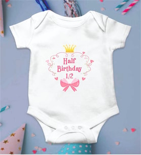 Half Birthday Diş Buğdayı 6 Ay Tasarım Bebek Zıbın
