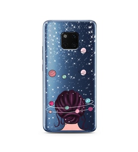 Space Girl Tasarım Süper Şeffaf Silikon Telefon Kılıfı Huawei Mate 20 Pro 