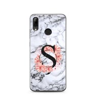 Mermer Çiçekli Harf Tasarım Süper Şeffaf Silikon Telefon Kılıfı Huawei PSmart 20