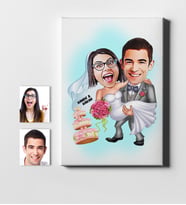 BK Gift Kişiye Özel Evleniyoruz Karikatür Kanvas Tablo 50x70cm 7