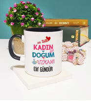 Mesajlı Kadın Doğum Uzmanı Kupa Bardak Siyah