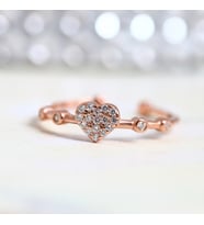 Minimal Kalp Taşlı Ayarlanabilir 14 K Rose Altın Kaplama Kadın Yüzük