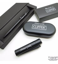 İsme Özel Clipper Mat Siyah Metal & Kutulu Çakmak + İsme Özel Kalem