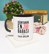 Baba Tasarımlı Kişiye Özel Babalar Günü Hediyesi Kupa Bardak Siyah