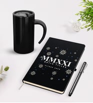 BK Gift Kişiye Özel Yılbaşı 2024 Mutlu Yıllar Siyah Defter Kalem Termos Mug Seti - 4