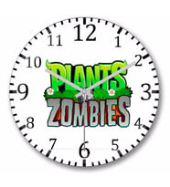 Plants ve Zombies Logo Duvar Saati Bombeli Gercek Cam