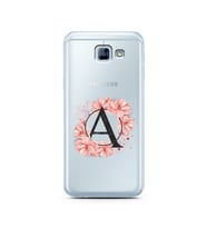 Pembe Çiçekli Harf Tasarım Süper Şeffaf Silikon Telefon Kılıfı Samsung A8 (2016)