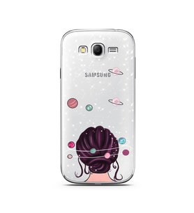 Space Girl Tasarım Süper Şeffaf Silikon Telefon Kılıfı Samsung Grand Neo