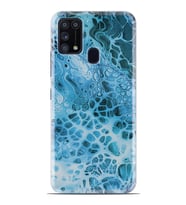 Kılıfland Samsung Galaxy M31 Kılıf Silikon Resimli Kapak Blue Marble Mermer Stok 1189