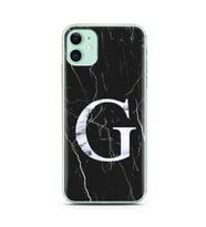 Iphone 11 Siyah Mermer Harf Tasarımlı Telefon Kılıfı G-Harfi 