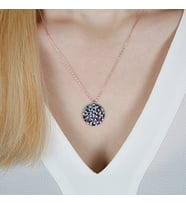 Afrodit Silver Roze Rengi Miks Taşlı Tasarım Kadın Gümüş Kolye