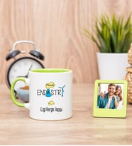 Endüstri Mühendisi Yeşil Kupa Bardak ve Yeşil Mini Fotoğraf Çerçevesi