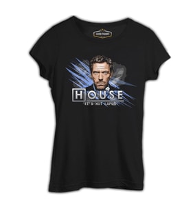 House - It's Not Lupus Siyah Kadın Tshirt