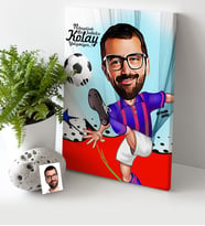 BK Gift Kişiye Özel Bay Futbolcu Bordo Mavi Karikatür Kanvas Tablo 30x50cm 1