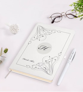 BK Gift Kişiye Özel Baş Harf İsim Tasarımlı Beyaz Defter Kalem Seti-1