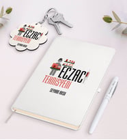 BK Gift Kişiye Özel Eczacı Teknisyeni Beyaz Defter Kalem ve Anahtarlık Hediye Seti-1 (Model 1)