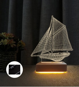 3d Led Gece Lambası Yelkenli Gemi Modeli Masa Lambası (Sarı)