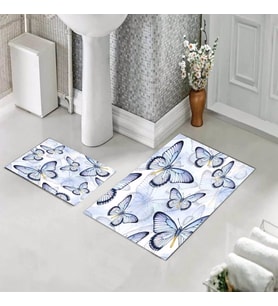 Banyo Halısı Ikili Klozet Takımı Kaymaz Tabanlı (60 xm x 100 cm + 40 cm x 60 cm) 
