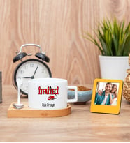 İtfaiyeci Fincan ve Turuncu Mini Fotoğraf Çerçevesi