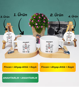 İkili Kişiye Özel Sevgililer Günü Hediyesi Kısa Kupa Bardak Anahtarlık Hediye Seti
