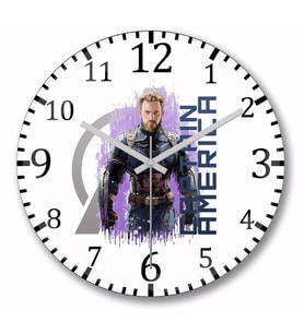 Avengers  Captain America  Duvar Saati Bombeli Gercek Cam
