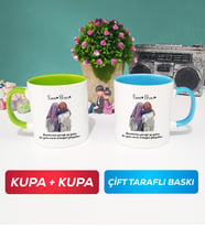 İkili Arkadaşa Hediye Yan Yana Kupa Bardak Yeşil Mavi