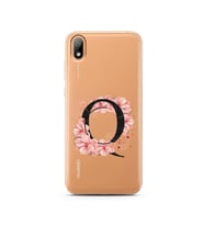 Pembe Çiçekli Harf Tasarım Süper Şeffaf Silikon Telefon Kılıfı Huawei Y5 2019 Q-
