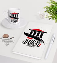 BK Gift Kişiye Özel Avukat Beyaz Defter Kalem Türk Kahvesi Fincanı Seti-3 (Model 1)