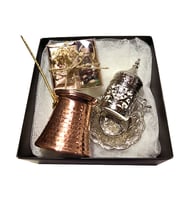 Bakır Döküm Gümüş Renk Fincan & Cezve Takımı