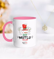 BK Gift Kişiye Özel Yılbaşı Mutlu Yıllar Pembe Kupa ve Kar Tanesi Kolye-5 (Model 1)
