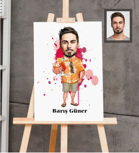 Kişiye Özel Erkek Karikatürlü  Ahşap Tablo 30x47 Model-10