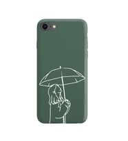 Iphone 8 Çizgi Tasarımlı Koyu Yeşil Lansman Telefon Kılıfı