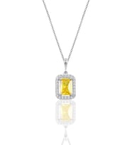 Gümüş  sarı topaz baget taşlı kolye