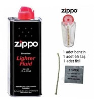 3'lü Set Zippo Benzini - Zippo Taşı - Zippo Fitili