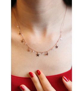 Yıldızlı Gümüş Şans Kolyesi - N155801 (Rose)