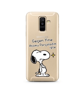 Snoopy Tasarımlı Süper Şeffaf Silikon Telefon Kılıfı Samsung A6 Plus