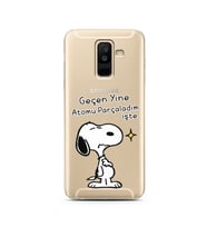Snoopy Tasarımlı Süper Şeffaf Silikon Telefon Kılıfı Samsung A6 Plus