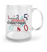 BK Gift Kişiye Özel İlköğretim Matematik Öğretmeni Cam Kupa Bardak