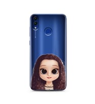 Kıvırcık Saçlı Kız Tasarımlı Süper Şeffaf Silikon Telefon Kılıfı Huawei Honor 8c