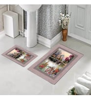 Banyo Halısı Ikili Klozet Takımı Kaymaz Tabanlı (60 xm x 100 cm + 40 cm x 60 cm) 