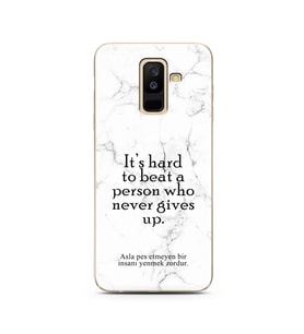 Samsung A6 Plus Beyaz Mermer Söz Tasarımlı Telefon Kılıfı