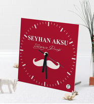 BK Gift Kişiye Özel Evimizin Direği Masaüstü Kare Cam Saat (Beyaz)