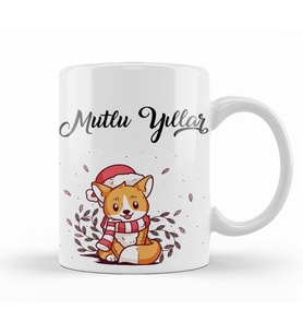 Sevimli Kedicik ile Mutlu Yıllar Kupa Bardak Porselen