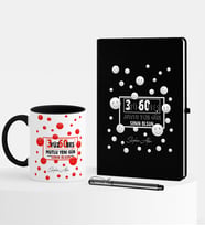 BK Gift Kişiye Özel 365 Mutlu Yeni Gün Temalı Siyah Defter Kalem Kupa Seti - 1