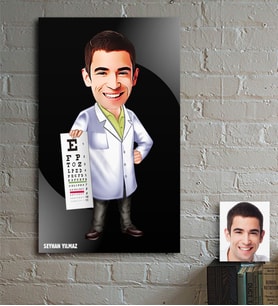 BK Gift Kişiye Özel Bay Göz Doktoru Karikatür Ahşap Tablo - 1