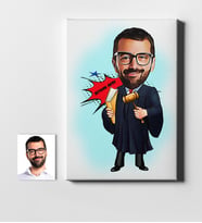 BK Gift Kişiye Özel Bay Hakim Karikatür Kanvas Tablo 50x70cm 1