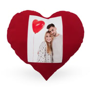 BK Gift Kişiye Özel Fotoğraflı Kırmızı Kalp Yastık