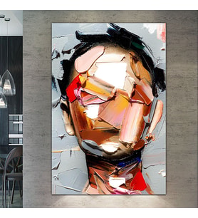 Yüzler Fırça Darbeli Görünümlü Soyut Modern Sanat Kanvas Tablo
