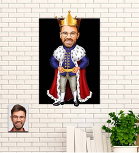 Kişiye Özel Kral Temalı Karikatür Ahşap Tablo